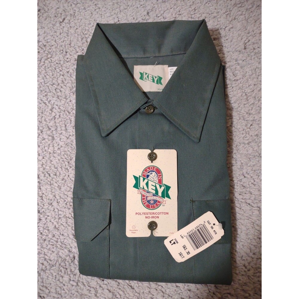 Key Nwt Sz LT Dark Green Casual Button Down Shirt